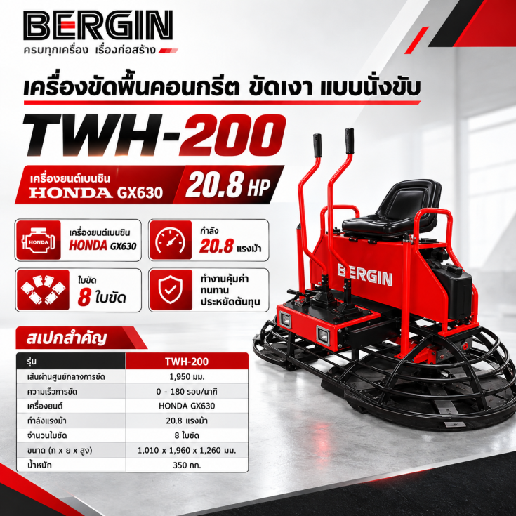 เครื่องขัดพื้นคอนกรีต TWH-200-HONDA